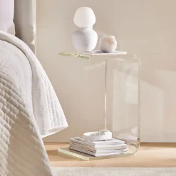 Acrylic C-Shaped Side Table (14")