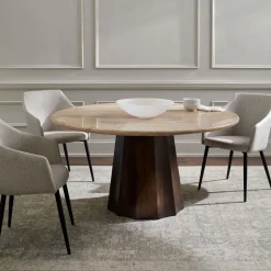 Aldrin Travertine Round Dining Table (60")