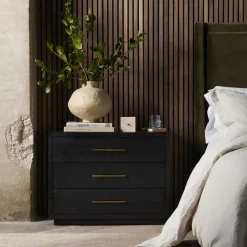 Alexa Burnished Pedestal 3-Drawer Nightstand (32")