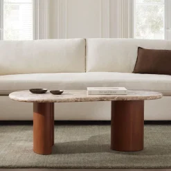 Alora Solid Wood & Marble Coffee Table (44")