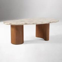Alora Solid Wood & Marble Coffee Table (44")