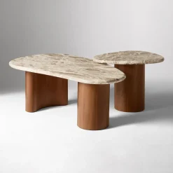 Alora Solid Wood & Marble Nesting Coffee Tables (23"–44")