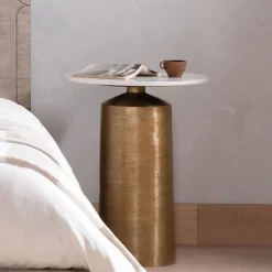 Aluminum & Marble Nightstand (20")