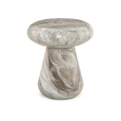 Alvarez Round Marble Outdoor Side Table (17")