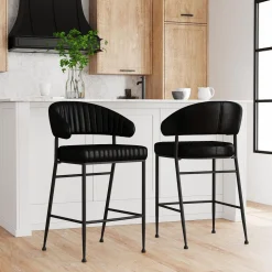 Amory Leather Channeled Bar & Counter Stools