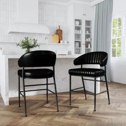 Amory Leather Channeled Bar & Counter Stools