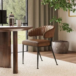 Amory Leather Channeled Dining Chair