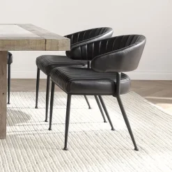 Amory Leather Channeled Dining Chair
