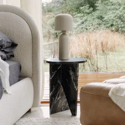 Angled Base Marble Side Table (14")