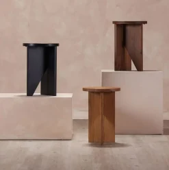 Angled Base Wood Side Table (14")
