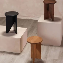 Angled Base Wood Side Table (14")