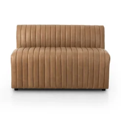 Anniina Channeled Leather Dining Bench (49"–82")