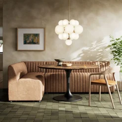 Anniina Channeled L- Shaped Leather Dining Banquette (92"–110")
