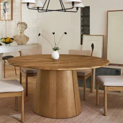 Anton Solid Wood Round Pedestal Dining Table (48", 60", 72")