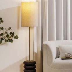 Ariel Stacked Solid Oak Floor Lamp (63")