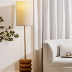 Ariel Stacked Solid Oak Floor Lamp (63")
