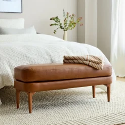 Auburn Leather Bench