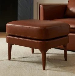 Auburn Leather High-Back Chair Ottoman