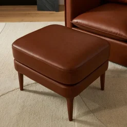 Auburn Leather High-Back Chair Ottoman