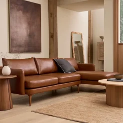 Auburn Leather 2-Piece Chaise Sectional (107")