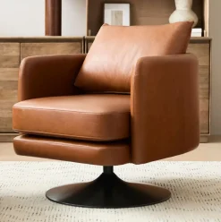 Auburn Leather Swivel Chair
