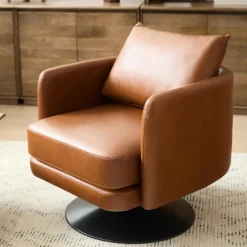 Auburn Leather Swivel Chair