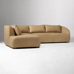 Aviana Leather 2-Piece Bumper Chaise Sectional (122")