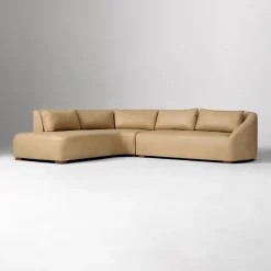 Aviana Leather 3-Piece Bumper Chaise Sectional (122")