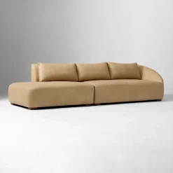 Aviana Leather 2-Piece Bumper Sofa (123")