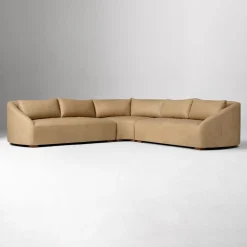 Aviana Leather 3-Piece L-Shaped Wedge Sectional (122")