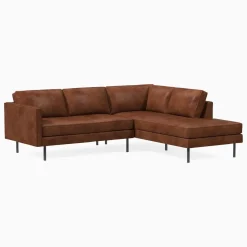 Axel Leather 2-Piece Bumper Chaise Sectional (95")
