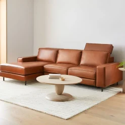 Axel Motion Reclining Leather 3-Piece Reclining Chaise Sectional (108")