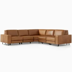 Axel Motion Reclining Leather 5-Piece Sectional (119")