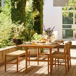 Baycrest Outdoor Teak Extendable Dining Table (84"–100") & Chairs Set