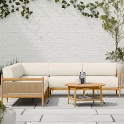 Baycrest Outdoor Teak 3-Piece L-Shaped Sectional (95")