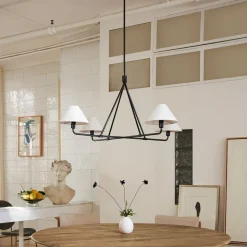 Beatrix Chandelier (46") - Linen Shades