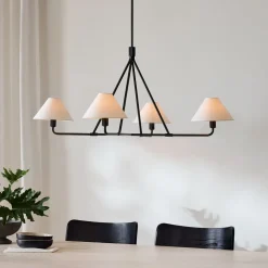 Beatrix Chandelier (46") - Linen Shades