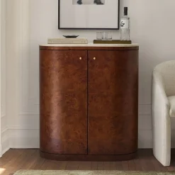 Beaux Travertine & Burl Wood Cabinet (32")