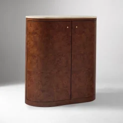 Beaux Travertine & Burl Wood Cabinet (32")