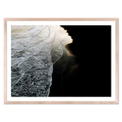 Black Sand Beach Framed Wall Art by Michael Schauer