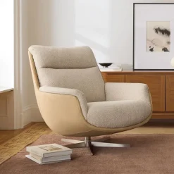 Bowden Fabric & Leather Swivel Chair