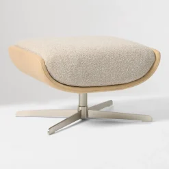 Bowden Fabric & Leather Swivel Ottoman