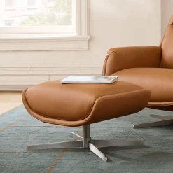 Bowden Leather Swivel Ottoman