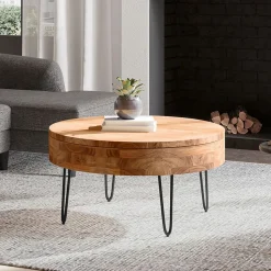 Bowed Legs Round Storage Coffee Table (31")