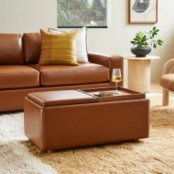 Bowman Leather Storage Ottoman