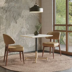 Branch Restaurant Rectangle Dining Table - Porcelain w/ Protective Metal Bumper