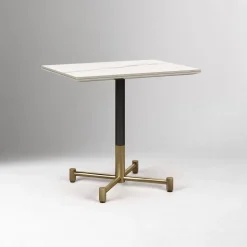 Branch Restaurant Rectangle Dining Table - Porcelain w/ Protective Metal Bumper