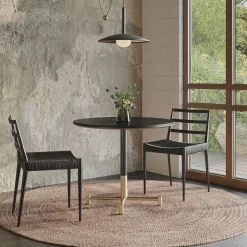 Branch Restaurant Round Dining Table - Porcelain w/ Protective Metal Bumper