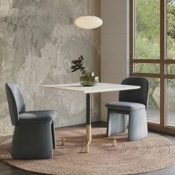 Branch Restaurant Square Dining Table - Porcelain w/ Protective Metal Bumper