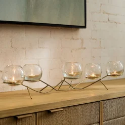 Brass & Glass Globe Votive Centerpiece